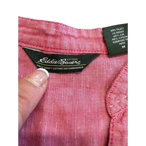 "EDDIE BAUER" Linen & Cotton Blend TOP Women's 3/4 Sleeve SZ M Beachwear Summer - Picture 5 of 9